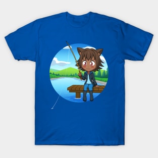 I Would Rather Be Fishing - Chibi Cat Girl T-Shirt